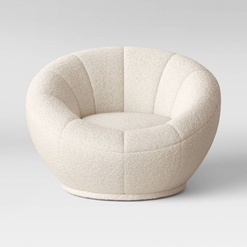Low-Profile Round Swivel Chair Cream Sherpa - Room Essentials™ | Target