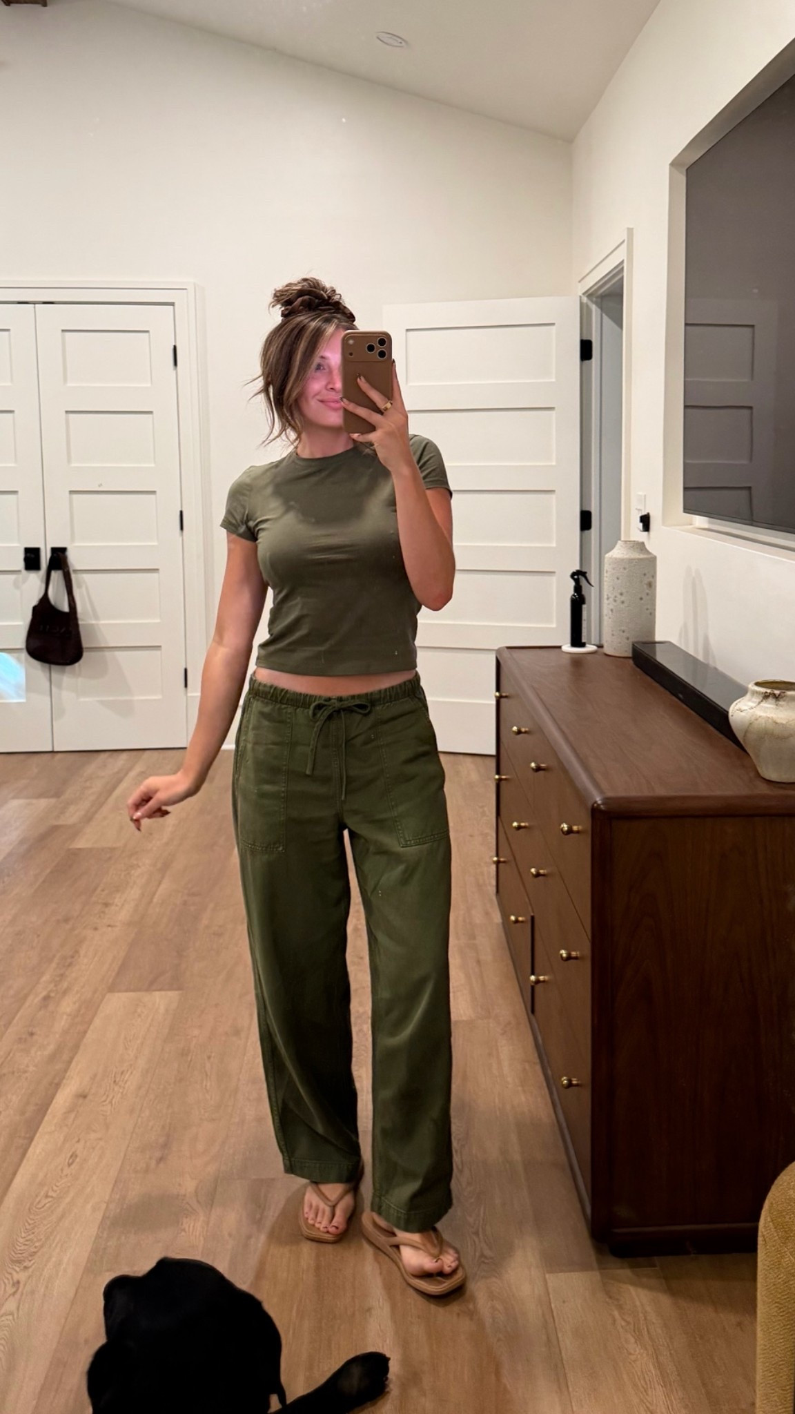 🫒🫒🫒 girlie today! wearing an xs in pant + top

#LTKootd