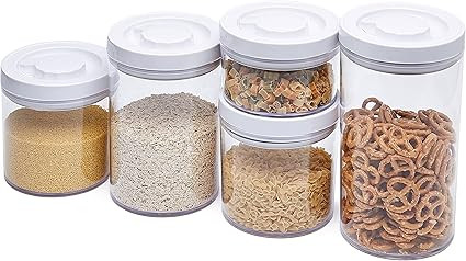 Amazon Basics 5-Piece Round Airtight Food Storage Containers for Kitchen Pantry Organization, BPA... | Amazon (US)