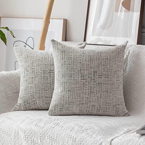 Home Brilliant Set of 2 Winter Throw Pillow Cases Euro Shams Super Soft Striped Chenille Velvet Plus | Amazon (US)