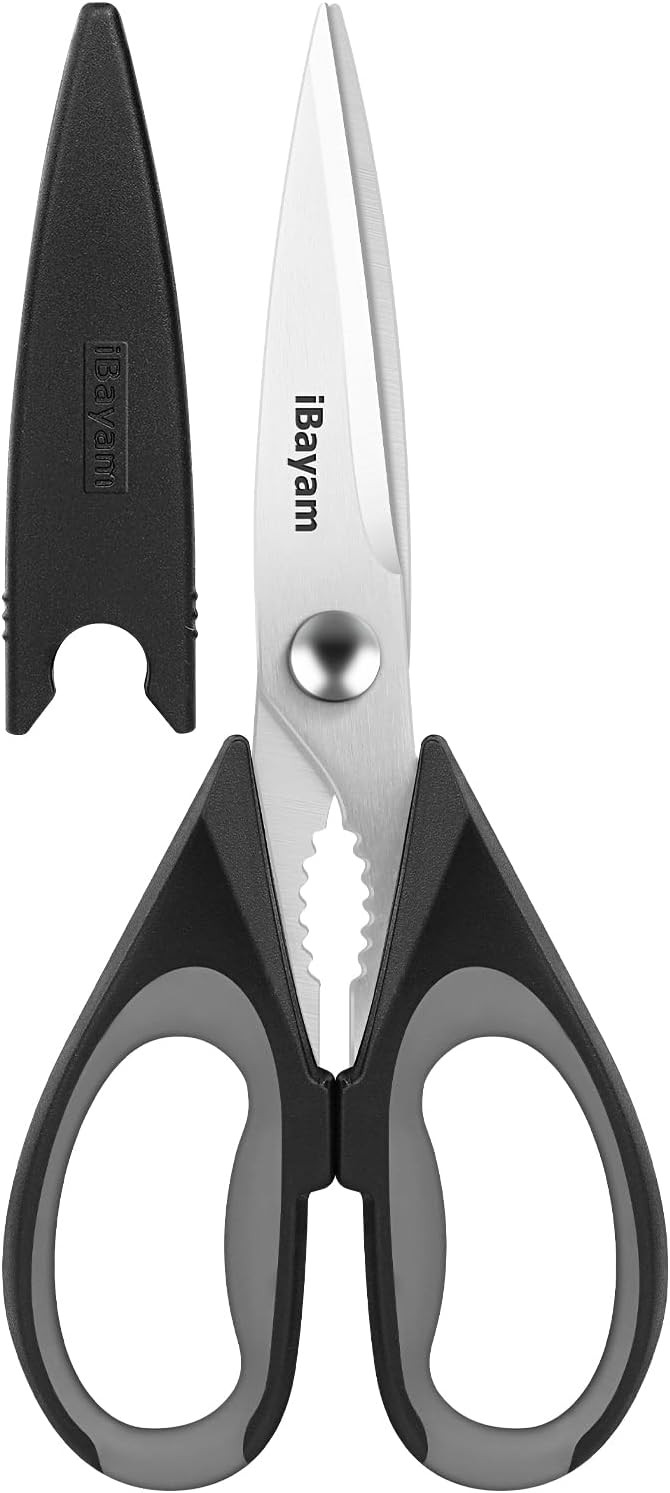 Kitchen Gadgets Utensils Set for Home, iBayam 8.5" Kitchen Scissors with Sheath, Black Cooking Sc... | Amazon (US)