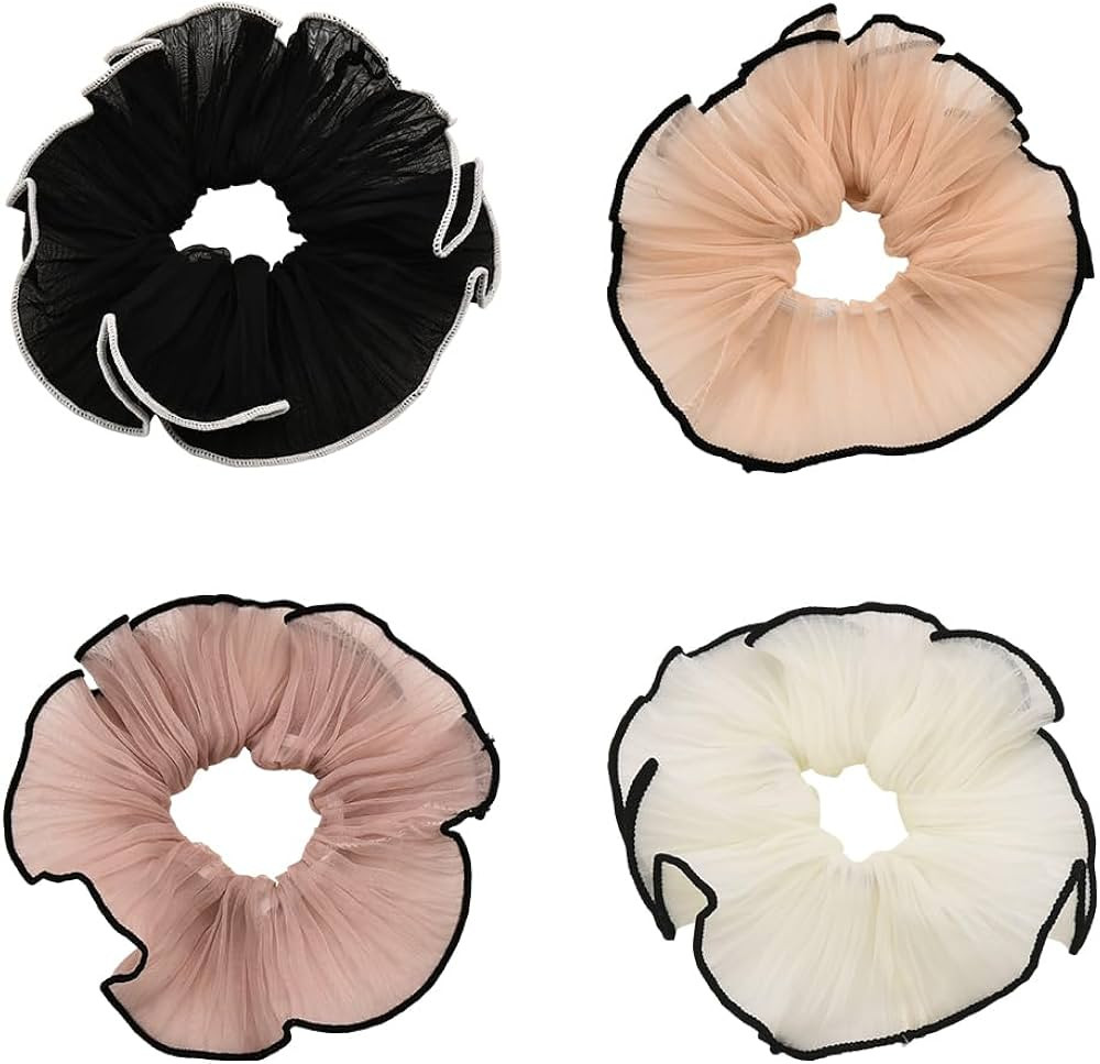 4 PCS Large Hair Scrunchies Stain Hair Ties Elastic Jumbo Puffy Hair Scrunchy Hair Ponytail Holde... | Amazon (US)
