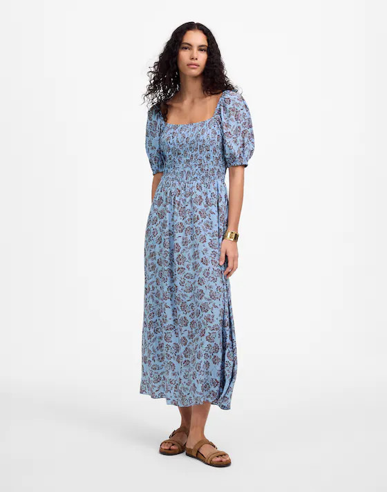Smocked Puff-Sleeve Dress in Floral | Madewell