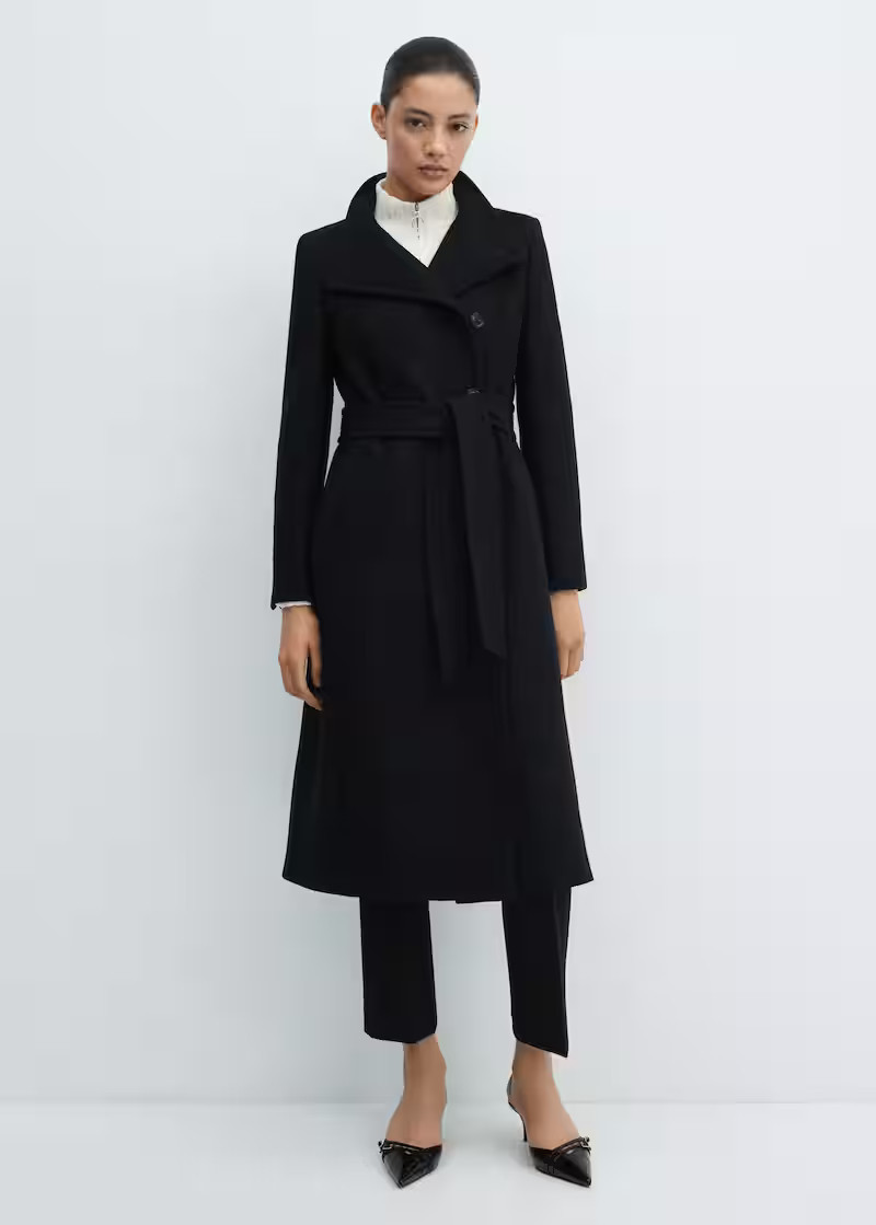 Belted manteco wool coat -  Women | Mango USA | MANGO (US)