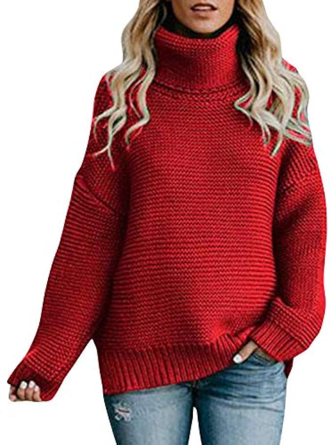Simplee Women's Casual Solid Basic Long Sleeve Turtleneck Sweater Pullover | Amazon (US)