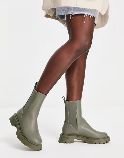 ASOS DESIGN Alfie chunky chelsea boots in khaki | ASOS (Global)