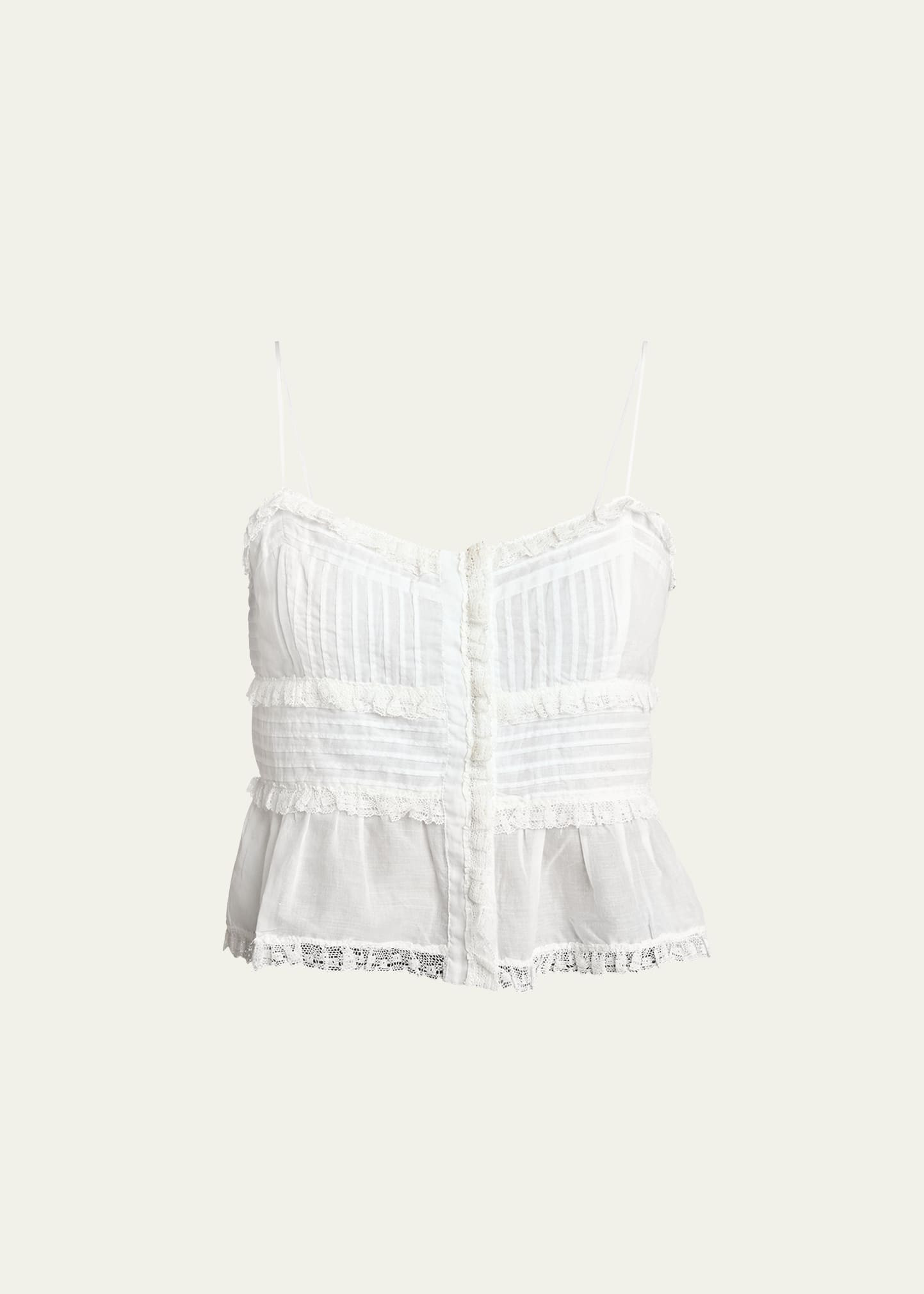 Etoile Isabel Marant Gloria Lace-Trim Crop Top | Bergdorf Goodman
