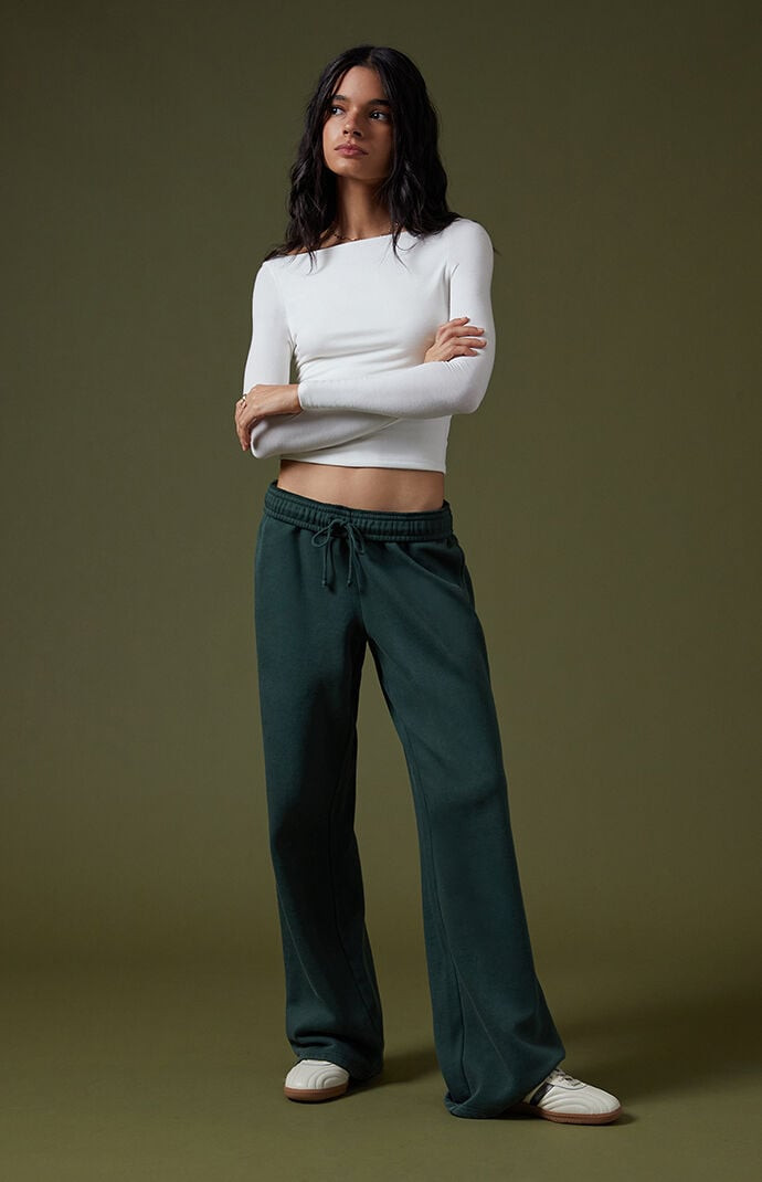Women's Ultra Soft Fleece Core Vintage Wash Baggy Sweatpants in Forest Green - Size XL | PacSun