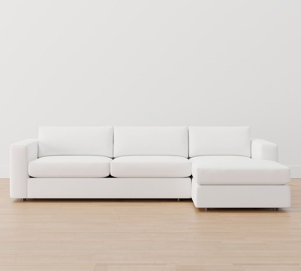 Carmel Square Wide Arm Upholstered Sofa Chaise Sectional | Pottery Barn (US)