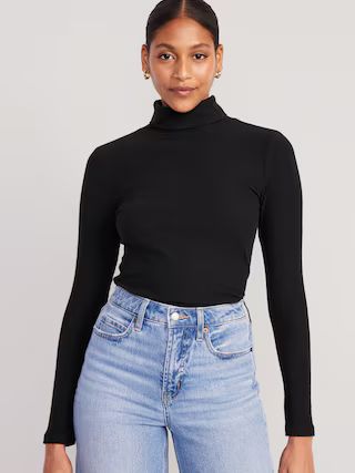 Fitted Plush Rib-Knit Turtleneck for Women | Old Navy (US)