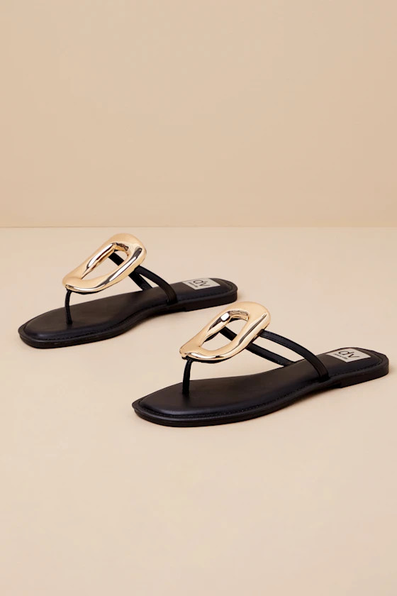 Jameson Black Embellished Thong Sandals | Lulus
