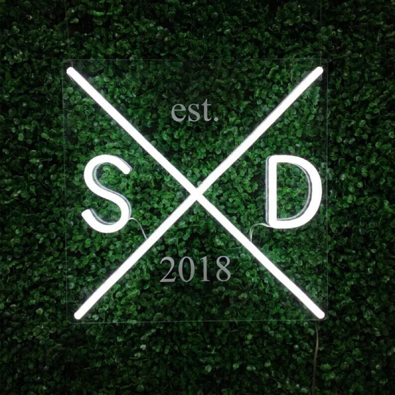 Hipster Custom Initials Sign  Wedding Neon Sign Initials - Etsy | Etsy (US)