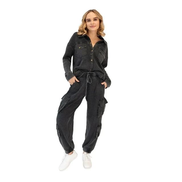 Hard Tail Women's Thermal Shacket & Cargo Pant Set, Sizes S-3X | Walmart (US)