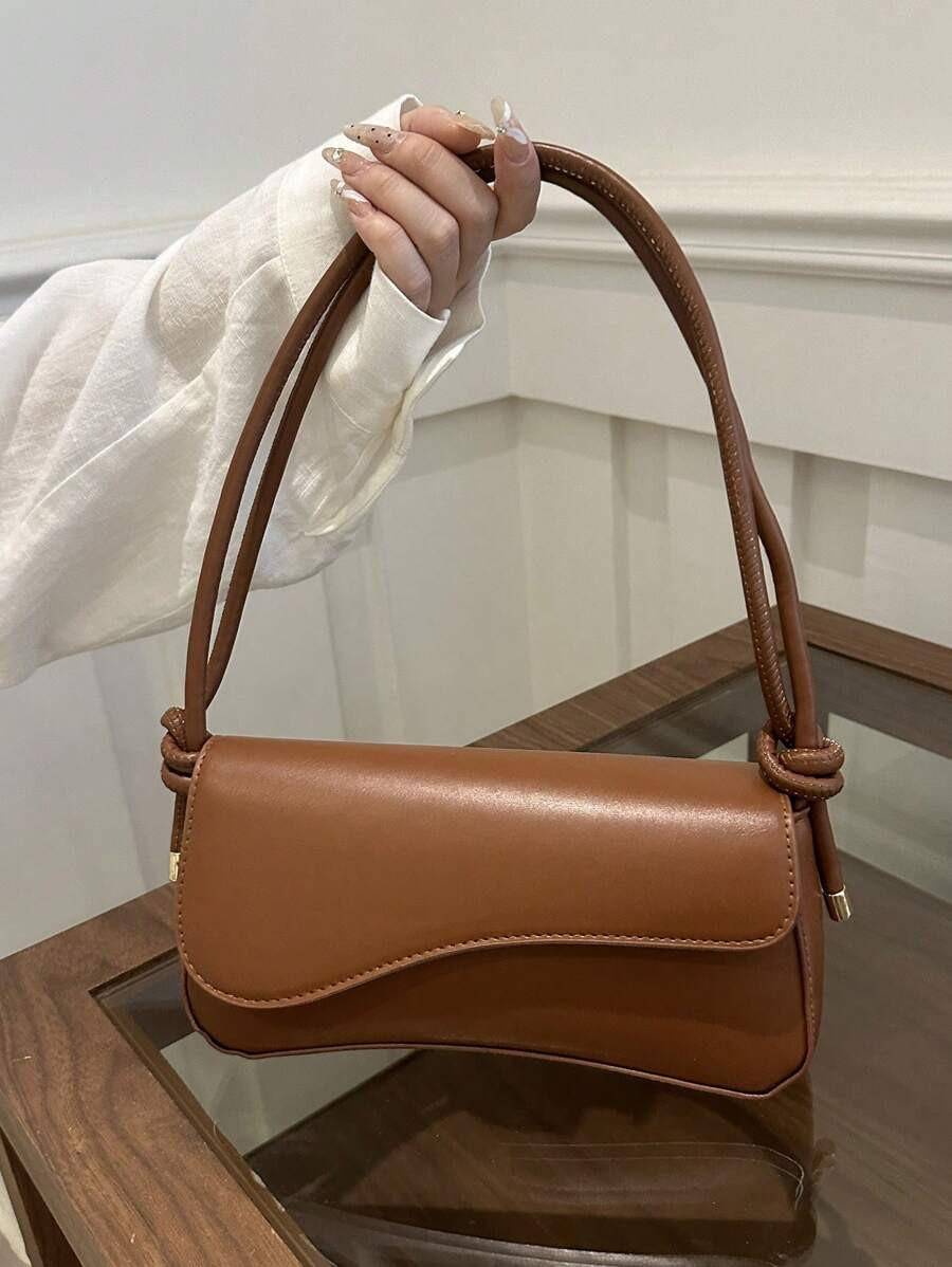 Fashionable Solid Color Irregular Flap Adjustable Shoulder Bag, Suitable For Shopping, Wallets, S... | SHEIN