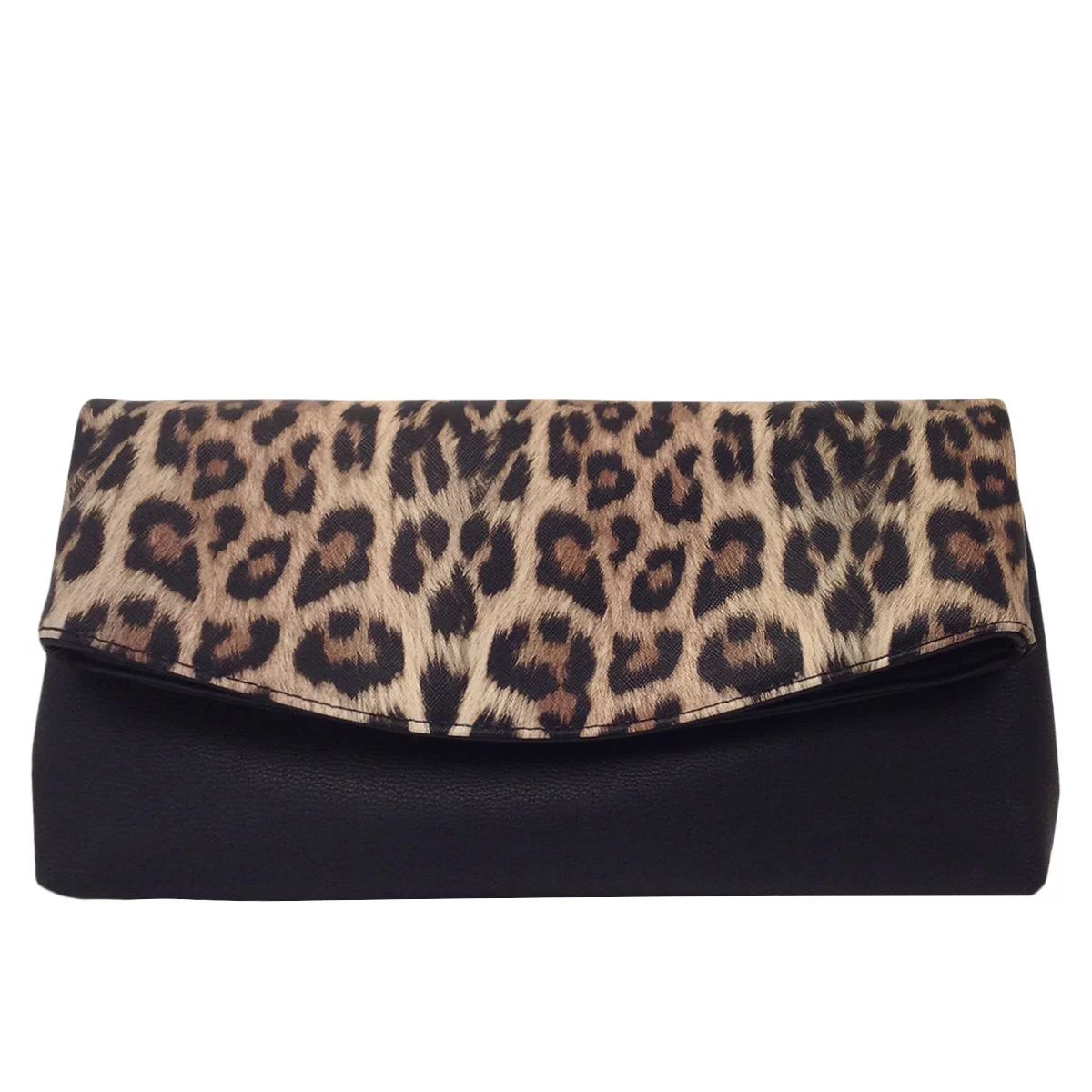Synthetic Leather Leopard Print Fold Over Clutch | Walmart (US)