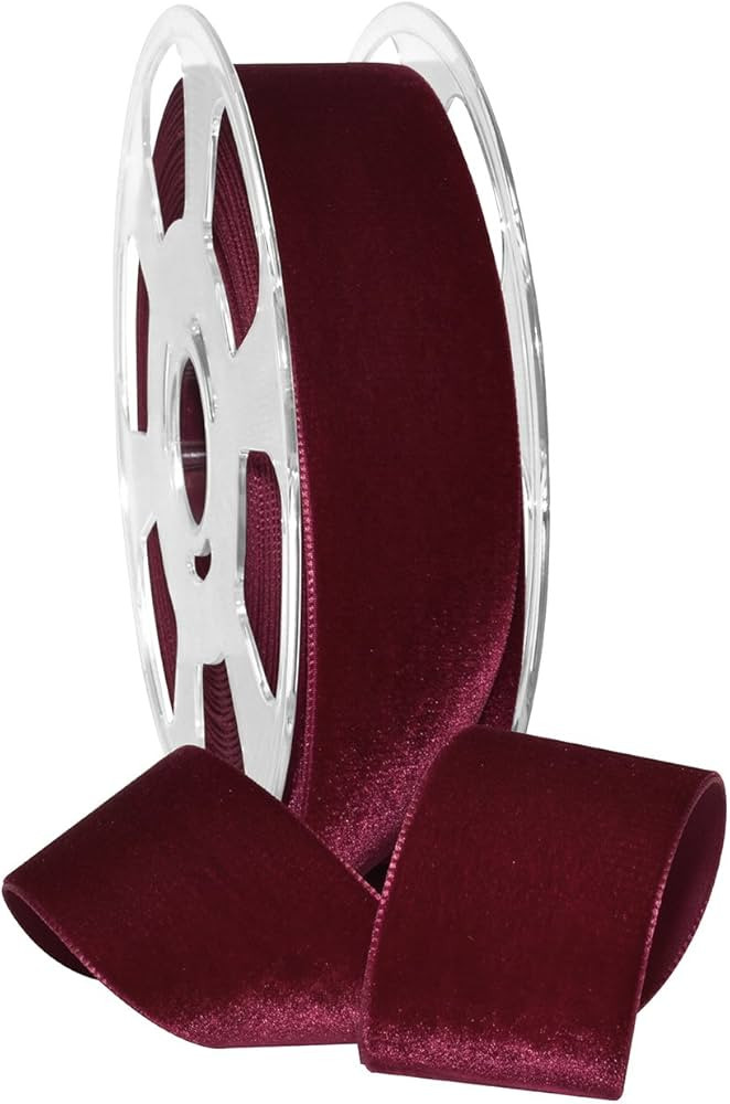 Morex Ribbon Nylvalour Velvet Ribbon, Nylon, 1 1/2 inches by 11 Yards, Wine, Item 01240/10-424, 1... | Amazon (US)