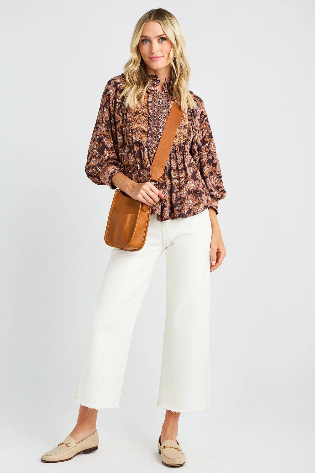 Olivaceous Paisley Button Up Blouse | Social Threads