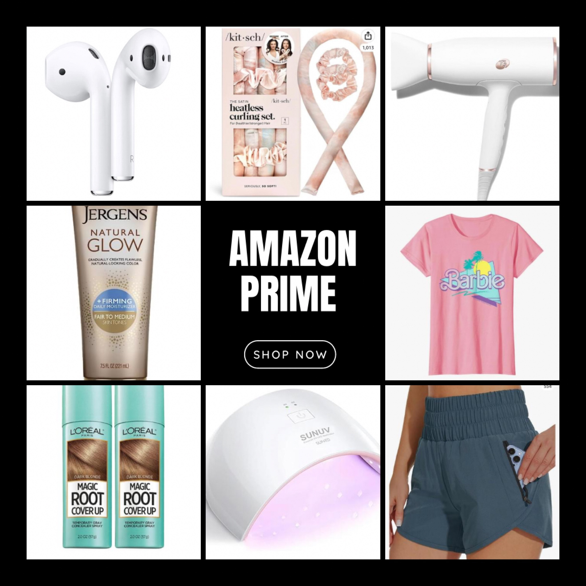 All of my favorite deals for Amazon Prime Day!  AirPods, heatless curls, the best blow dryer ever, sunless tan lotion, Barbie shirt to wear at the new movie, root touch up spray, UV nail light, & LuLulemon dupe shorts!

#LTKtravel #LTKFitness #LTKxPrimeDay