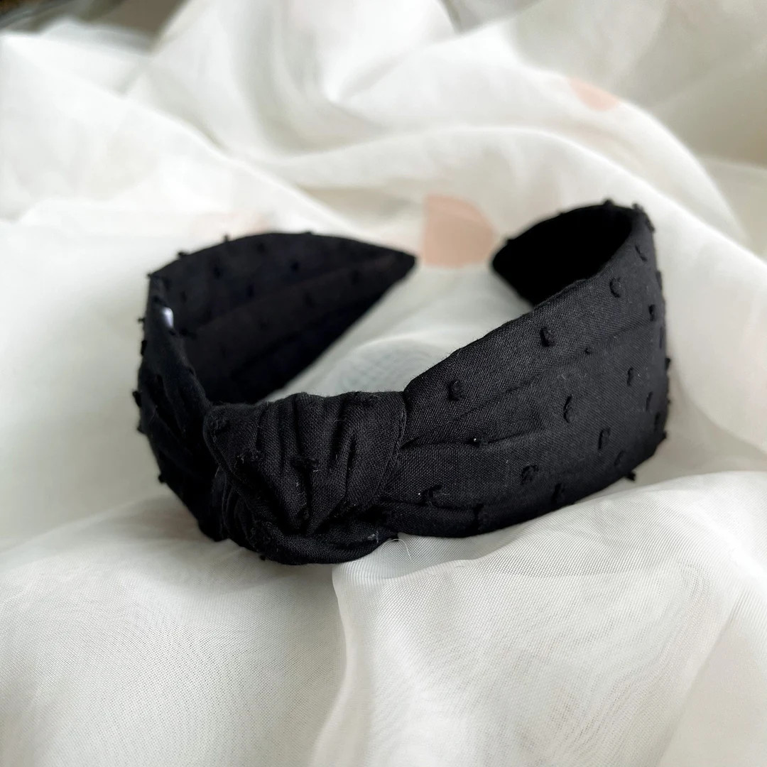 Black Headband | Knot Headband, Ladies Hairband, Plain Black Headband for Women, Spotty Top Knot ... | Etsy (US)
