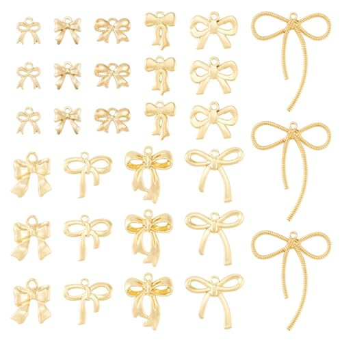 FASHEWELRY Alloy Bowknot Charms Links Golden Bow Tie Connector Charms Metal Bow Link Charms Bow E... | Amazon (US)