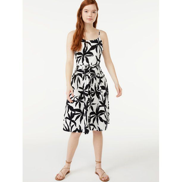Free Assembly Women's Strappy Tiered Midi Dress | Walmart (US)