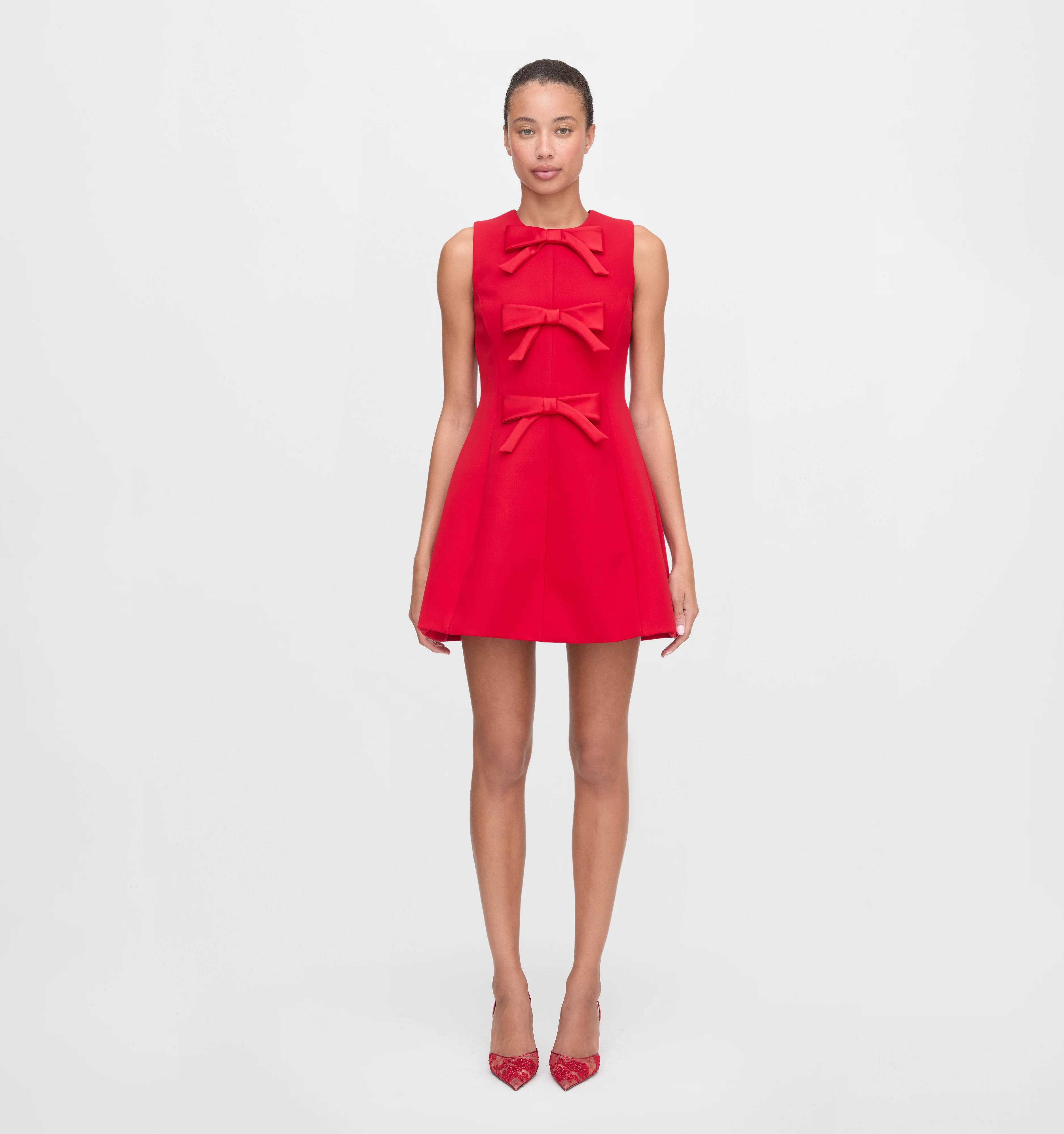 The Blythe Bow Dress - Red with Red Bows | Hill House Home US