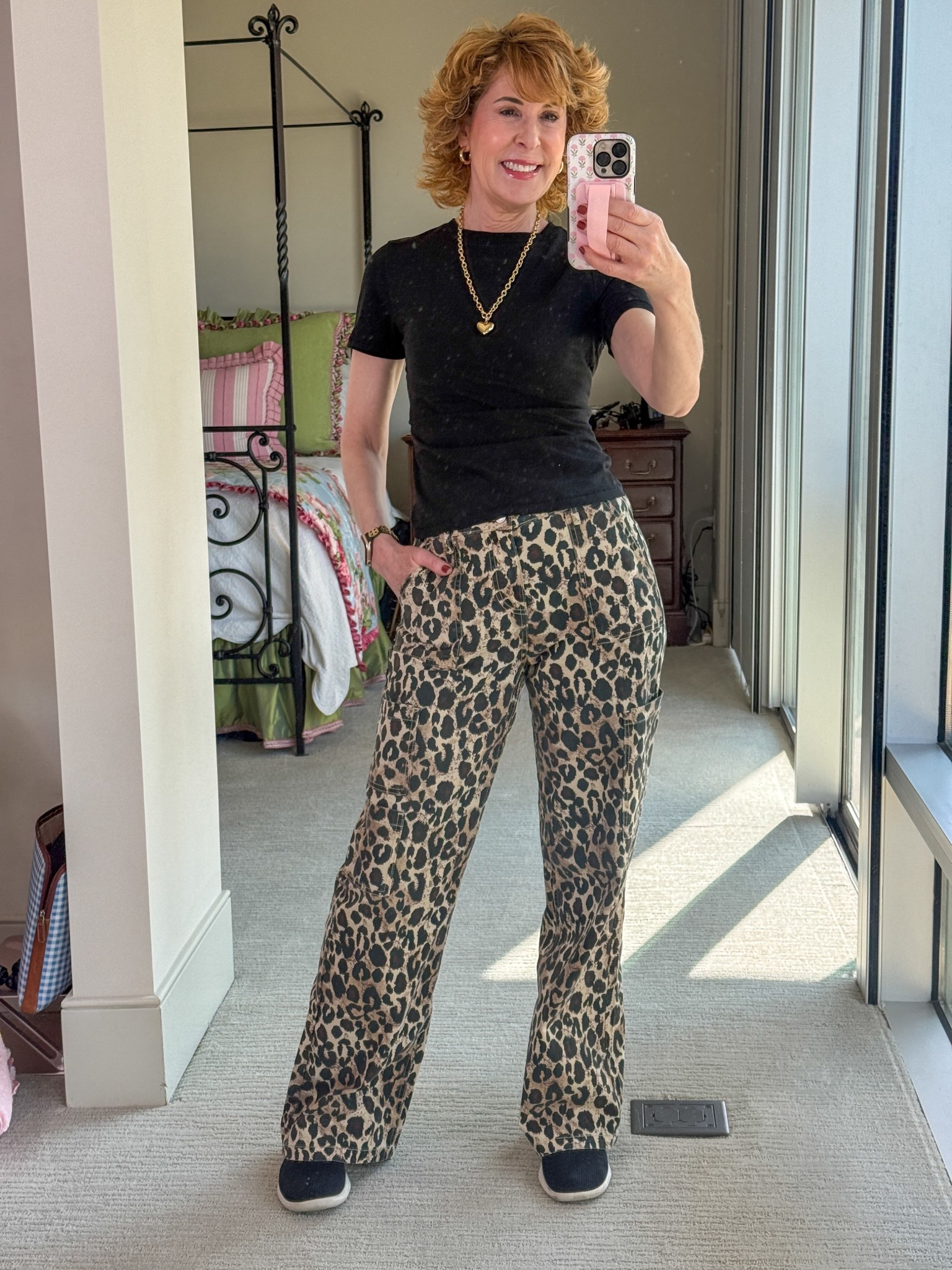 Don’t sleep on this one! 
My OOTD today is this great pair of viral Walmart pants that I own in 3 prints/colors! They’re under $17 and have been restocked several times, but they won’t last forever! I paired them with a shorter, fitted tee (order a size up) for a modern look, and finished off with my favorite Allbirds sneakers and a statement necklace from Baublebar, along with simple hoop earrings.

#LTKOver40 #LTKdayinmylife #LTKgrwm