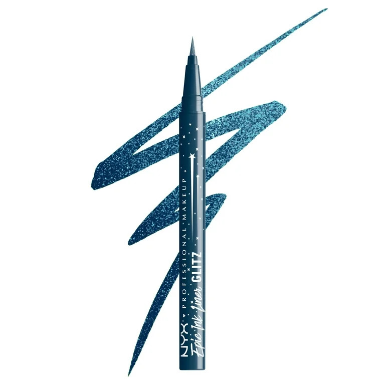 NYX Professional Makeup Epic Ink Glitz, Metallic Liquid Eyeliner, Denim Dazzle, 0.03 fl oz | Walmart (US)