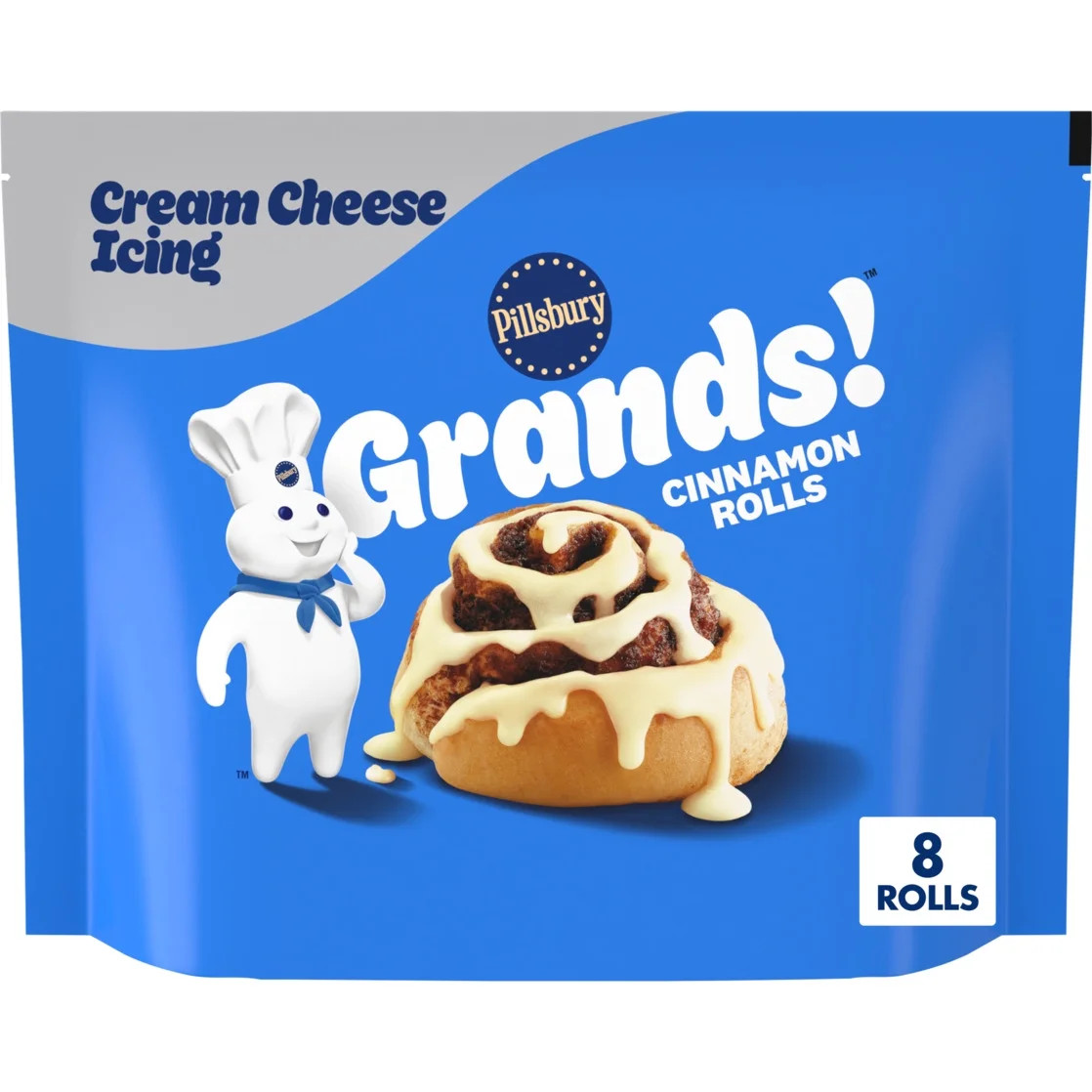Pillsbury Grands! Cinnamon Rolls with Cream Cheese Icing, Frozen Dough, 8 Count, 30.5 oz | Walmart (US)