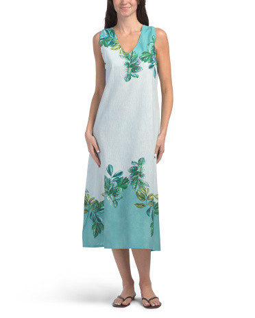 Made In Italy Linen Blend Sleeveless Trapeze Maxi Dress | TJ Maxx