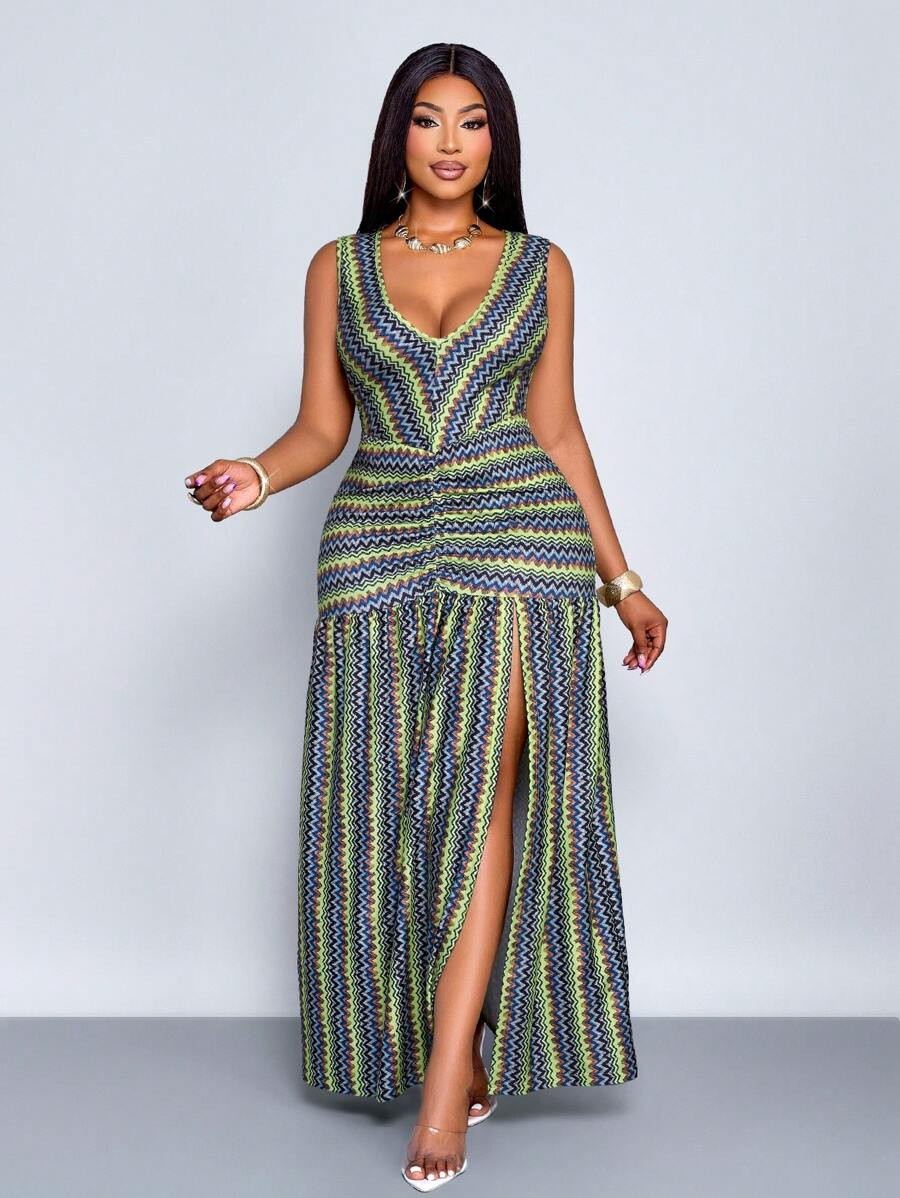 SOLERSUN Plus Size Spring And Summer Autumn New Elastic Waist Pleated Wide-Leg Abstract Pattern L... | SHEIN