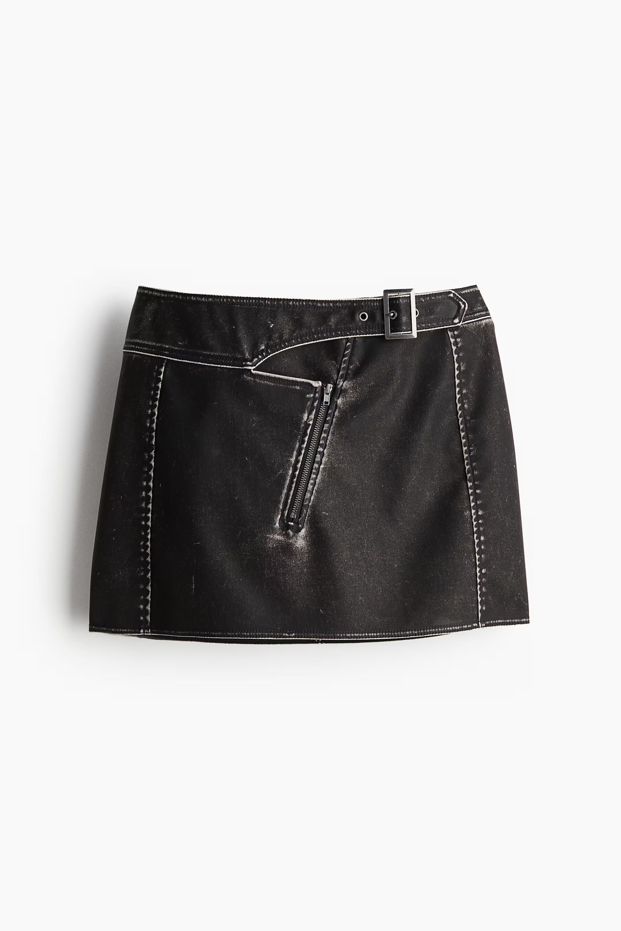 Buckle-detail mini skirt - Low waist - Mini - Dark gray - Ladies | H&M US | H&M (US + CA)