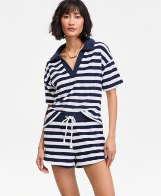 On 34th Women's Knit Terry Polo Top, Macy's Exclusive - Macy's | Macy's