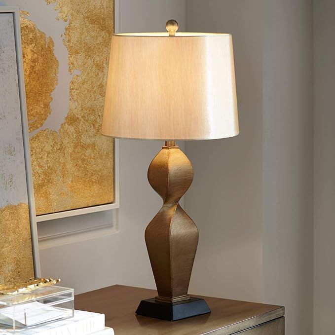 Possini Euro Design Helen Modern Table Lamp 30" Tall Gold Twist Sculptural Tapered Drum Shade for... | Amazon (US)