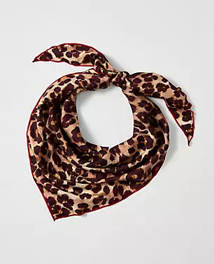 Animal Print Triangle Silk Scarf | Ann Taylor
