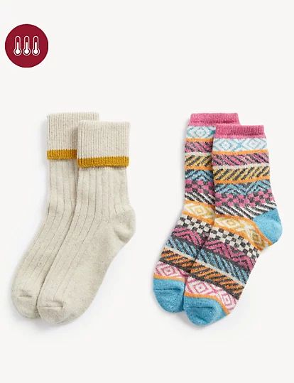2pk Thermal Ankle High Socks with Wool | Marks & Spencer (UK)