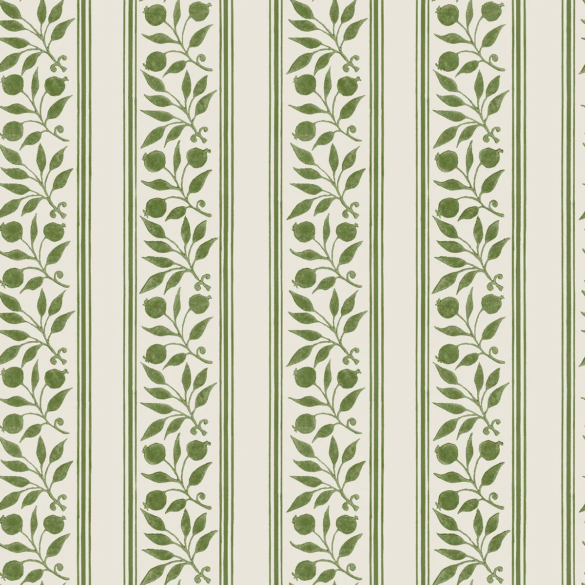 York Rosehip Stripe Boughs Green Peel And Stick Wallpaper | DecoratorsBest