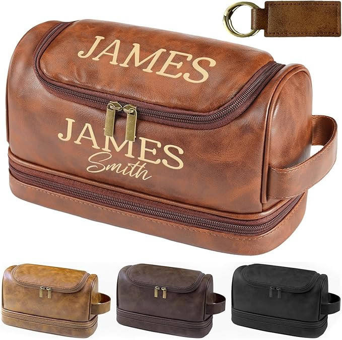 Personalized Toiletry Bag for Men, Christmas Gifts for Men, Custom Travel Bag, Engraved Monogramm... | Amazon (US)