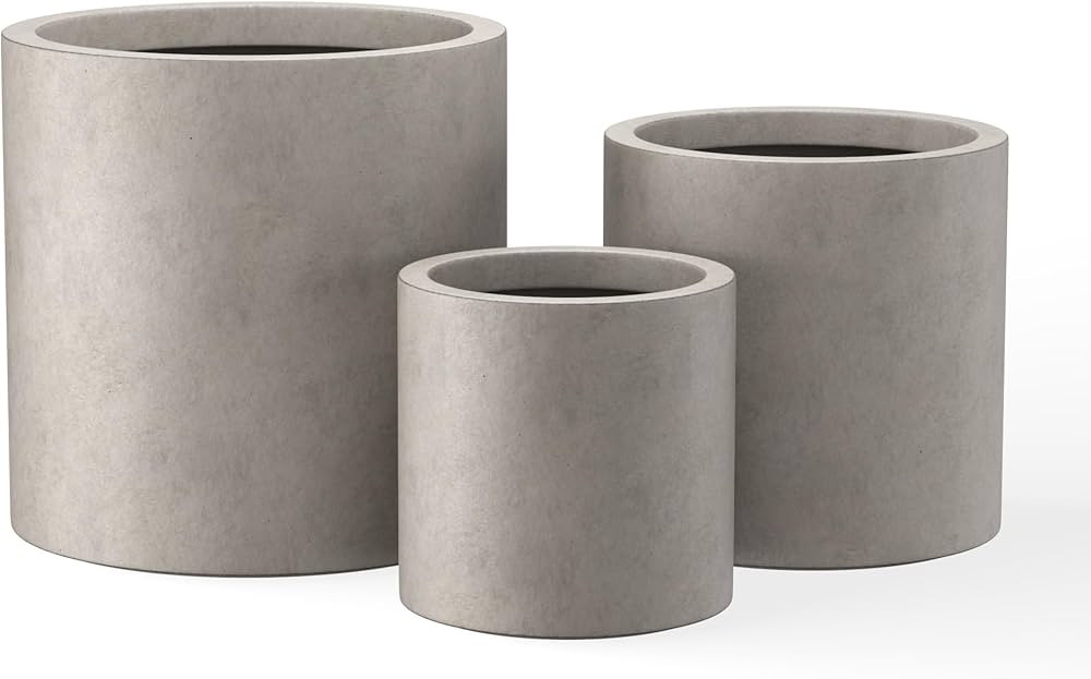 Kante 9.8",12.6",15.7" Dia Round Concrete Planter Set of 3, Modern Style Large Cylindrical Plant ... | Amazon (US)