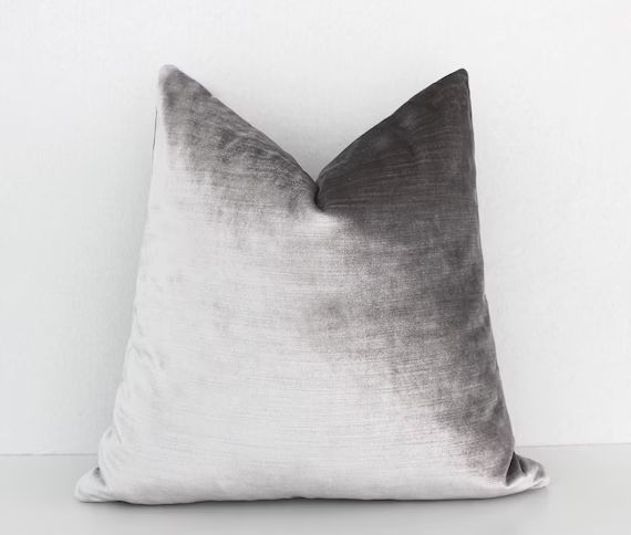 Iridescent Silver Grey Velvet  Pillow Cover, Velvet Pillow Silver, Light Grey Throw Pillow, Silve... | Etsy (US)