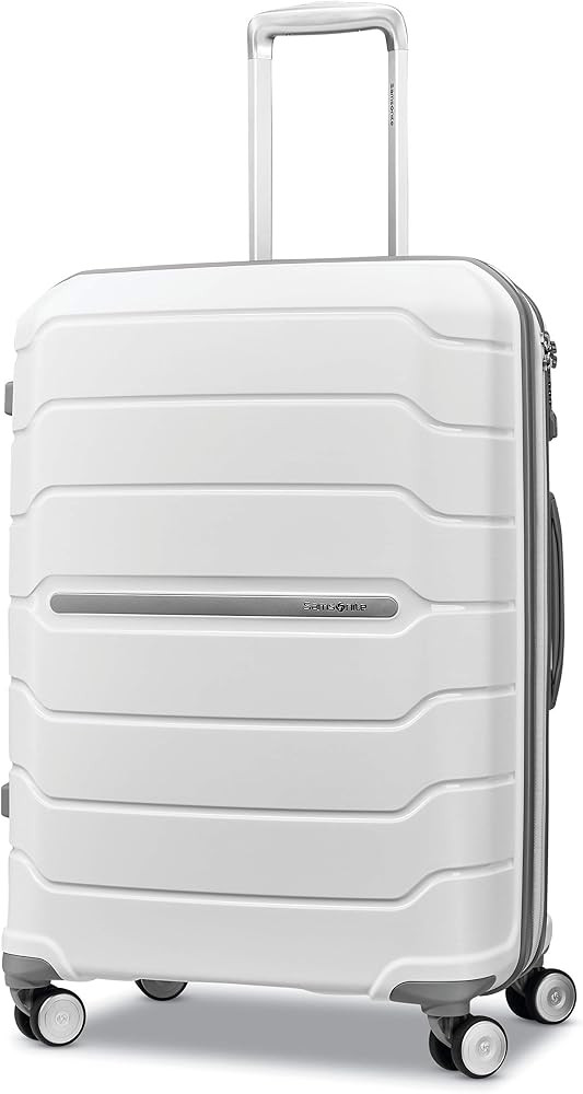 Samsonite Freeform Hardside Expandable with Double Spinner Wheels, Checked-Medium 24-Inch, White | Amazon (US)