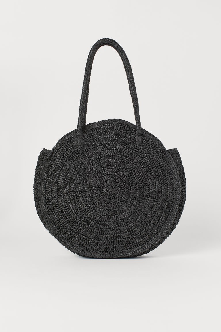 H & M - Round Straw Bag - Black | H&M (US + CA)