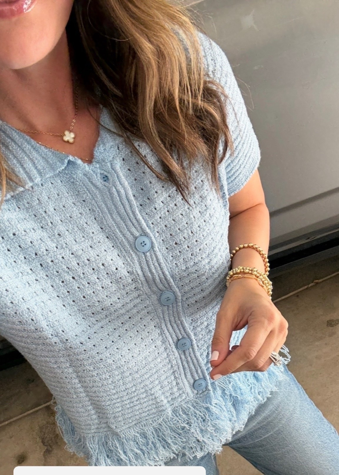 This soft blue cardigan is giving MAJOR boutique vibes!! 💙 The fringe detail along the bottom is SO cute and makes it anything but your basic cardigan. Loving this color for fall!

soft blue cardigan, fringe cardigan, blue sweater, fall cardigan, fringe hem sweater, boutique inspired fashion, cozy fall sweater, fall fashion, cardigan outfit, light blue knitwear, fall outfit ideas, JulieFranks