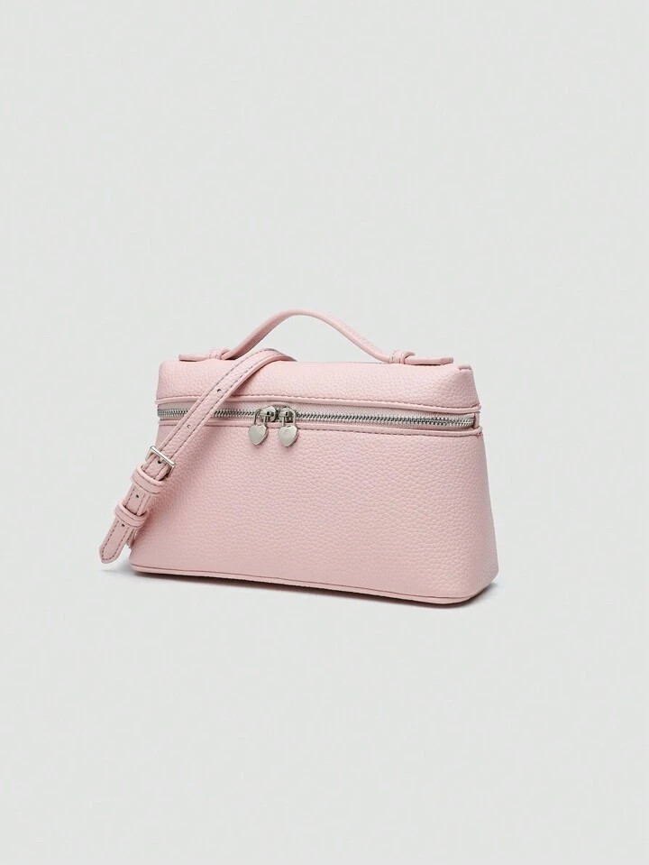 1pc Solid Color Litchi Textured PU Square Crossbody Bag For Women, Suitable For Ladies Daily Fash... | SHEIN