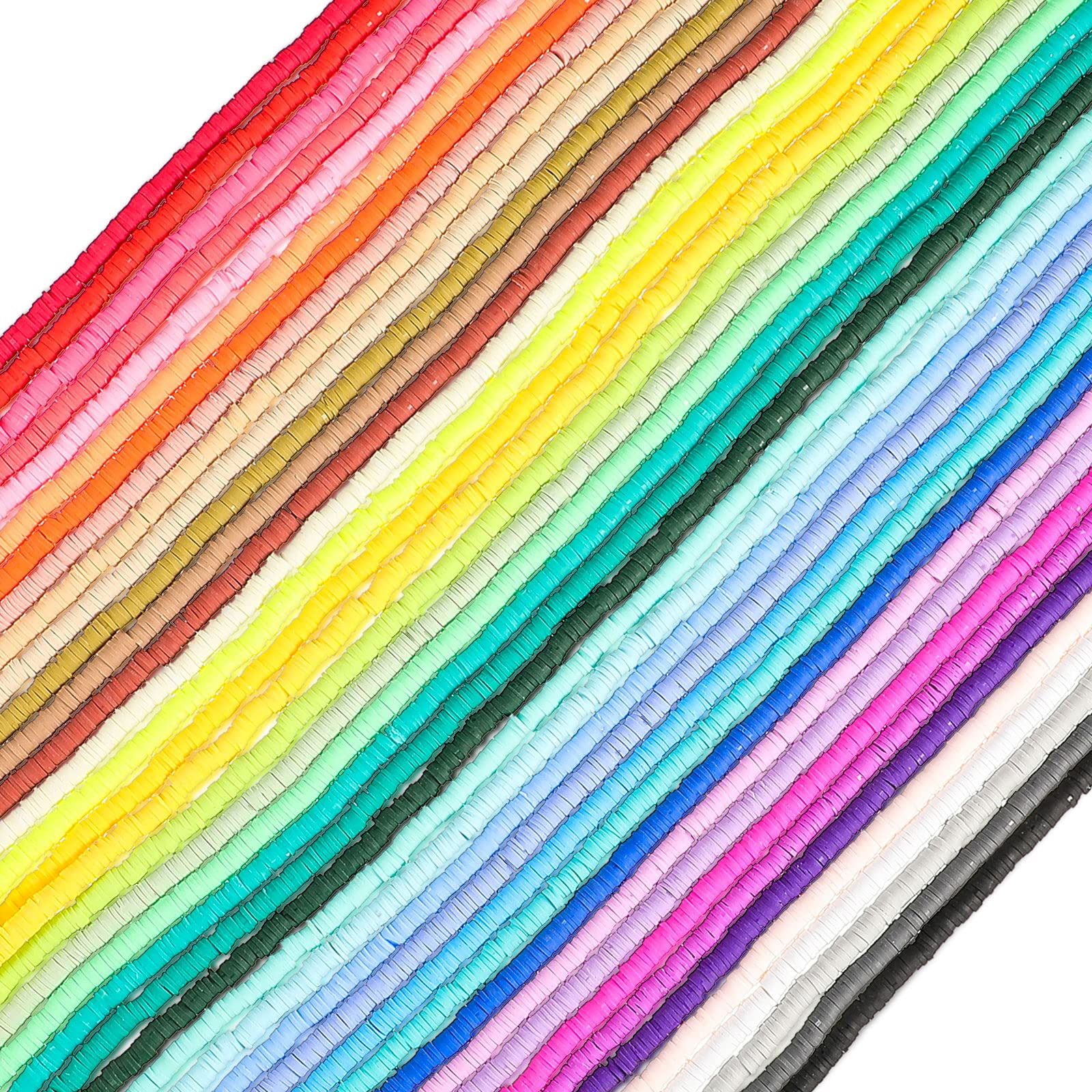15200 Pieces 40 Strands Clay Beads Colorful Heishi Clay Beads Polymer Clay Beads Flat Round Beads... | Amazon (US)