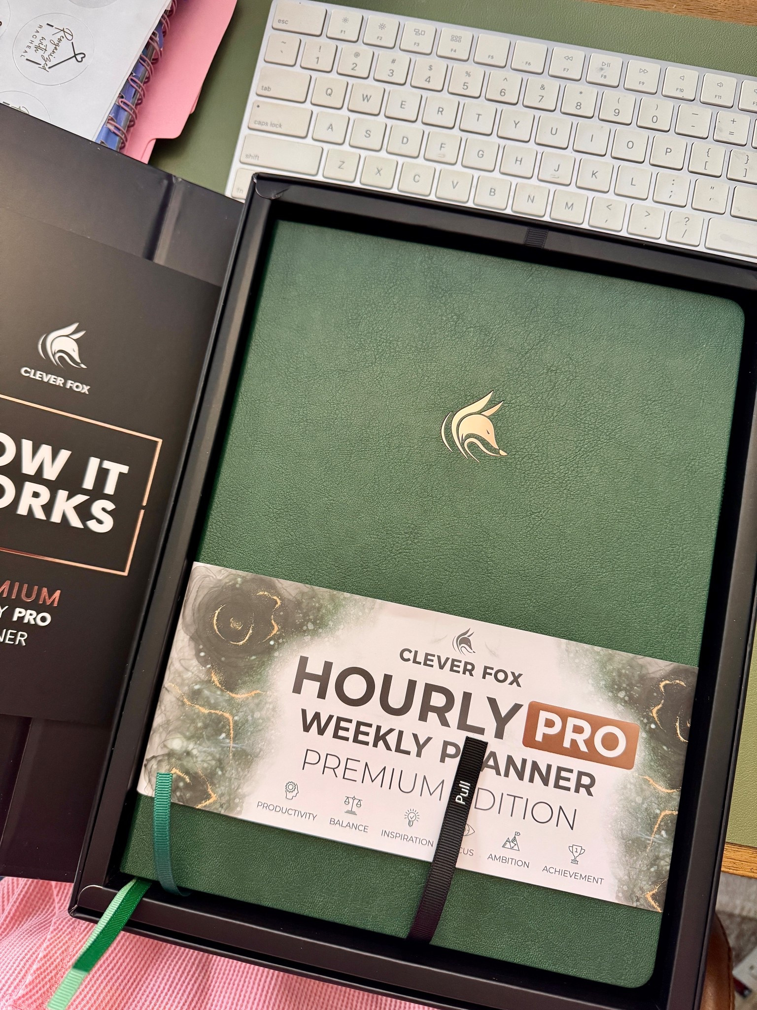 Clever Fox Hourly Planner PRO Premium
8.5” x 11”
Color: Forest Green

Life Journal, Time Management, Undated Schedule Planner, Personal Organizer Notebook, Weekly & Monthly Planner, Calendar, schedule planner, planning tools, planner stickers, budget planner, finance planner, LAY-FLAT BINDING, eco-leather hardcover, goal setting, monthly budget, habit tracker, fitness tracker, bullet journal, 

#LTKGiftGuide #LTKdayinmylife #LTKFindsUnder50