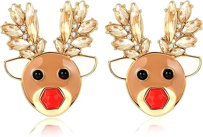 WOWORAMA Colorful Christmas Earrings for Women Crystal Christmas Light Bulb Earrings Cute Reindee... | Amazon (US)