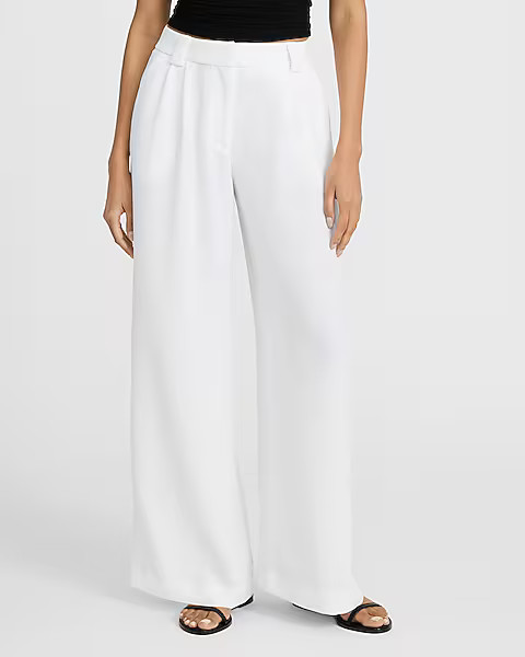 Signature Crepe High Waisted Relaxed Trouser | Express