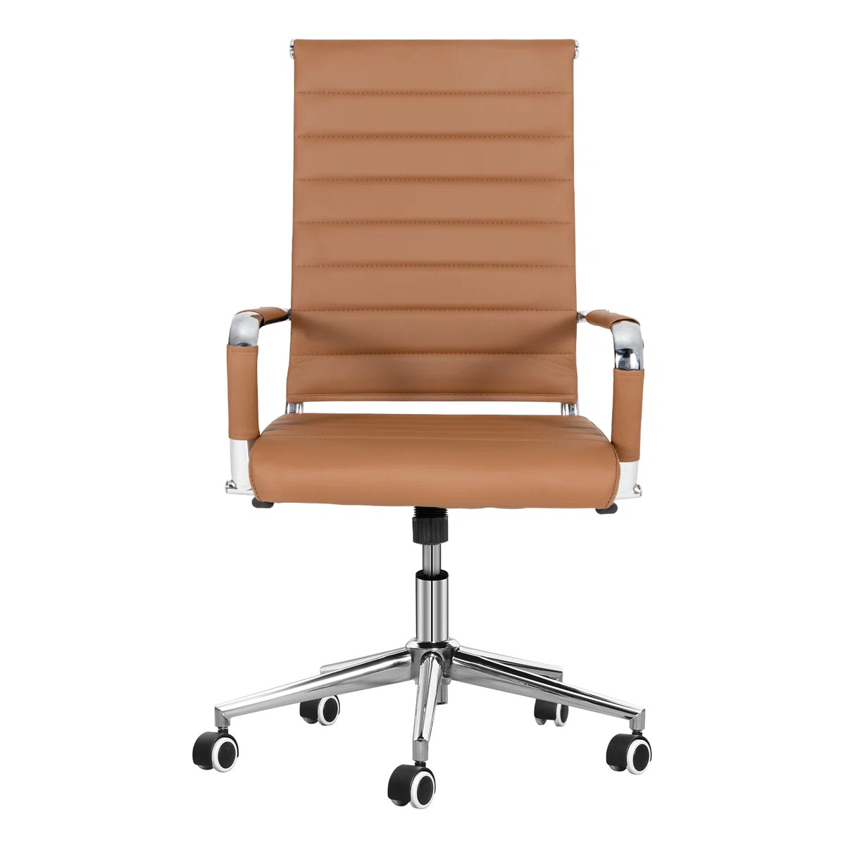 Ivy Bronx Amaiia Mid-Back Ribbed Leather Upholstered Adjustable Swivel Rolling Ergonomic Office D... | Wayfair North America