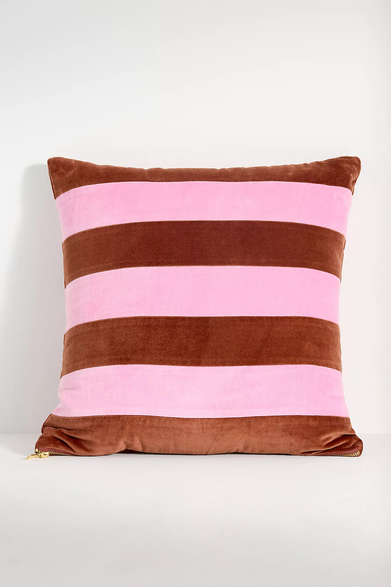 Andie Striped Cotton Velvet Pillow | Anthropologie (US)